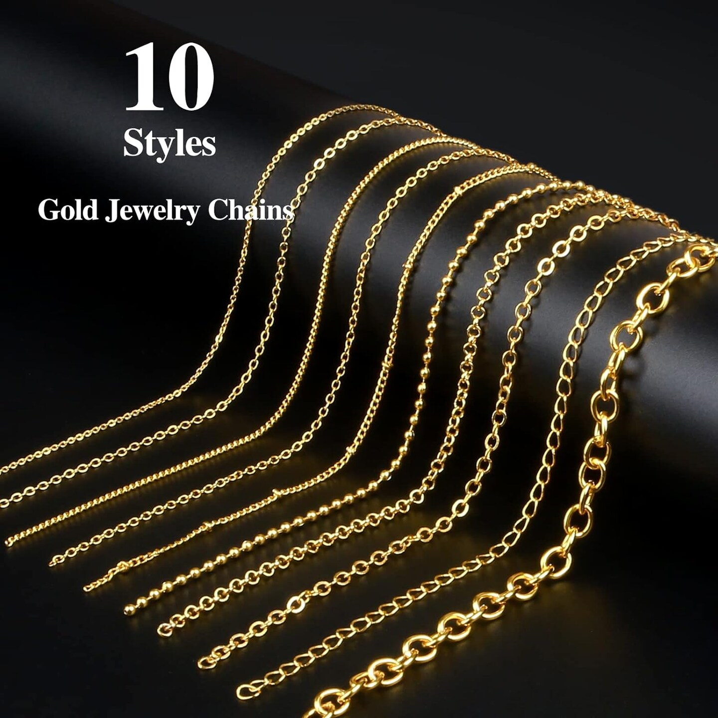 Gold Necklace Chains for Jewelry Making (Gold) 12.6 x 8.89 x 0.55 inches