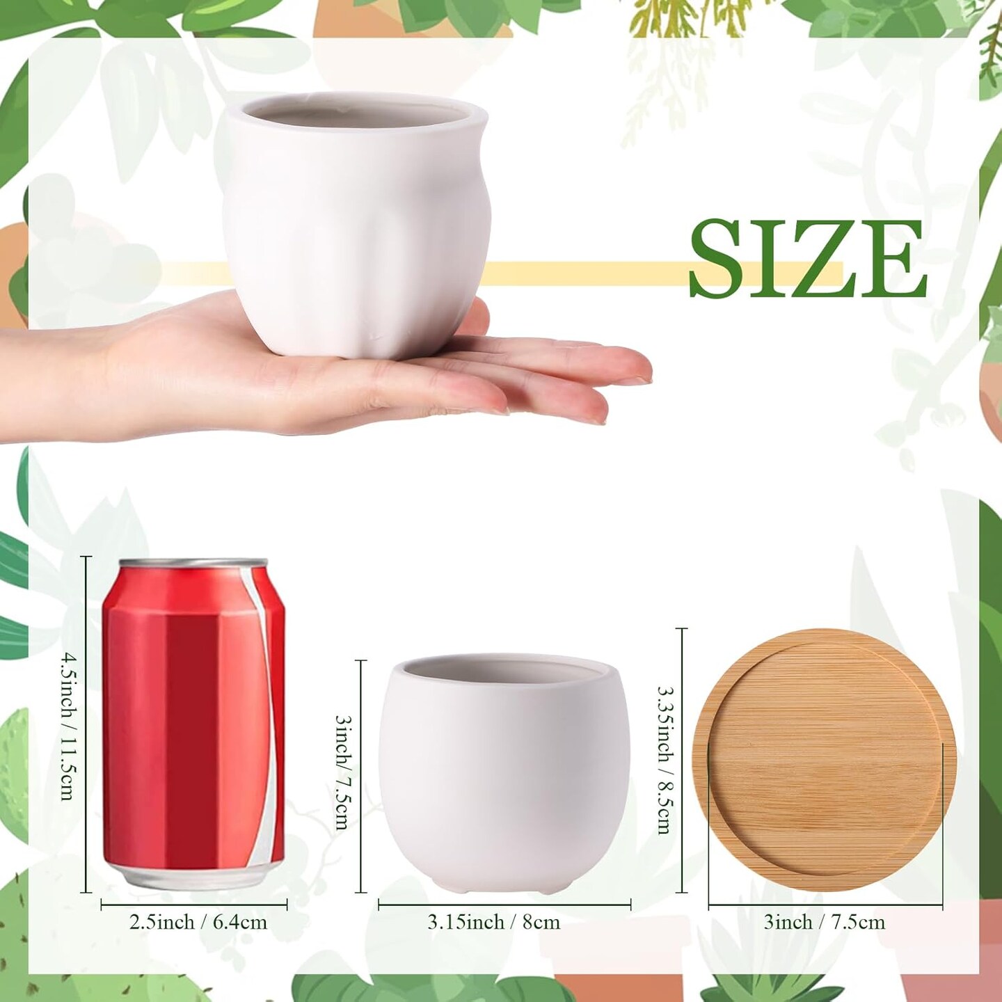 12 Pcs 3.5 Inch DIY Ceramic Succulent Pots Paint Craft Kit