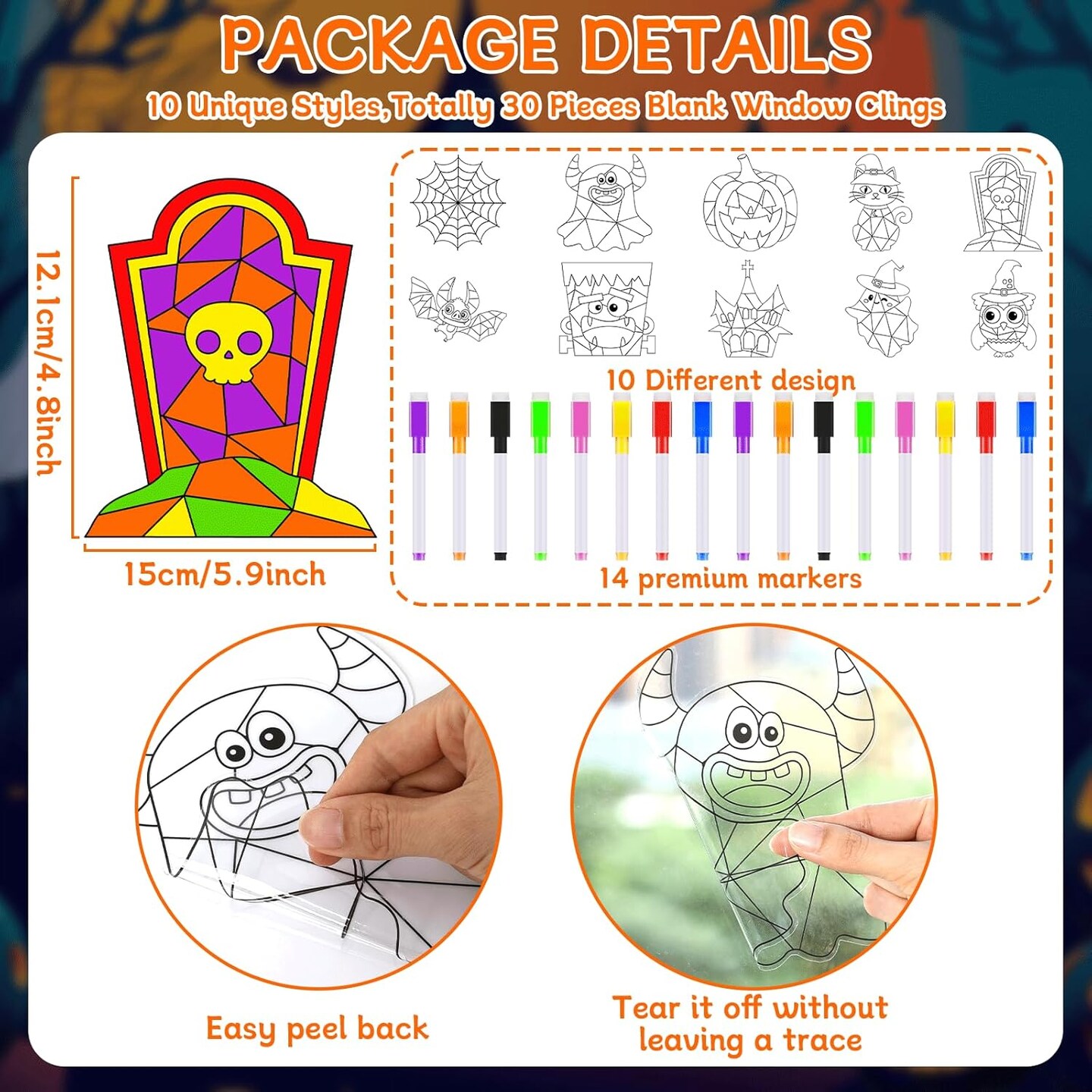 30 Pack Halloween Arts Crafts for Kids,14 Markers Hobby Gifts for Kids
