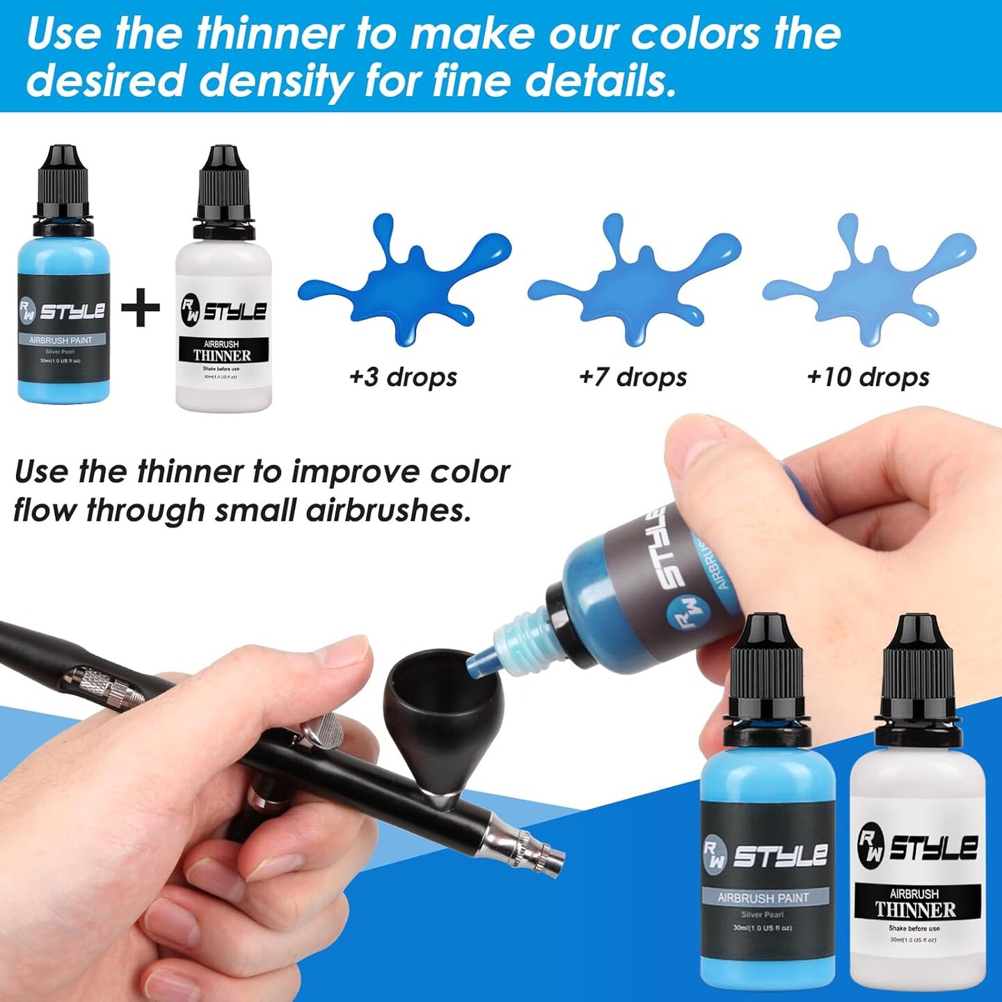 Airbrush Paint - 44 Colors with 4 Thinner Airbrush Paint Set