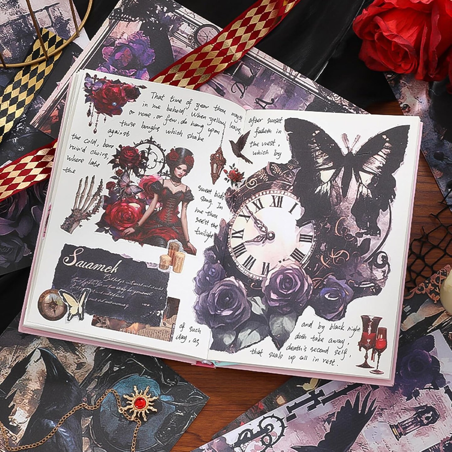 453 PCS Washi Vintage Scrapbook Stickers with 20 Sheets Scrapbook Papers