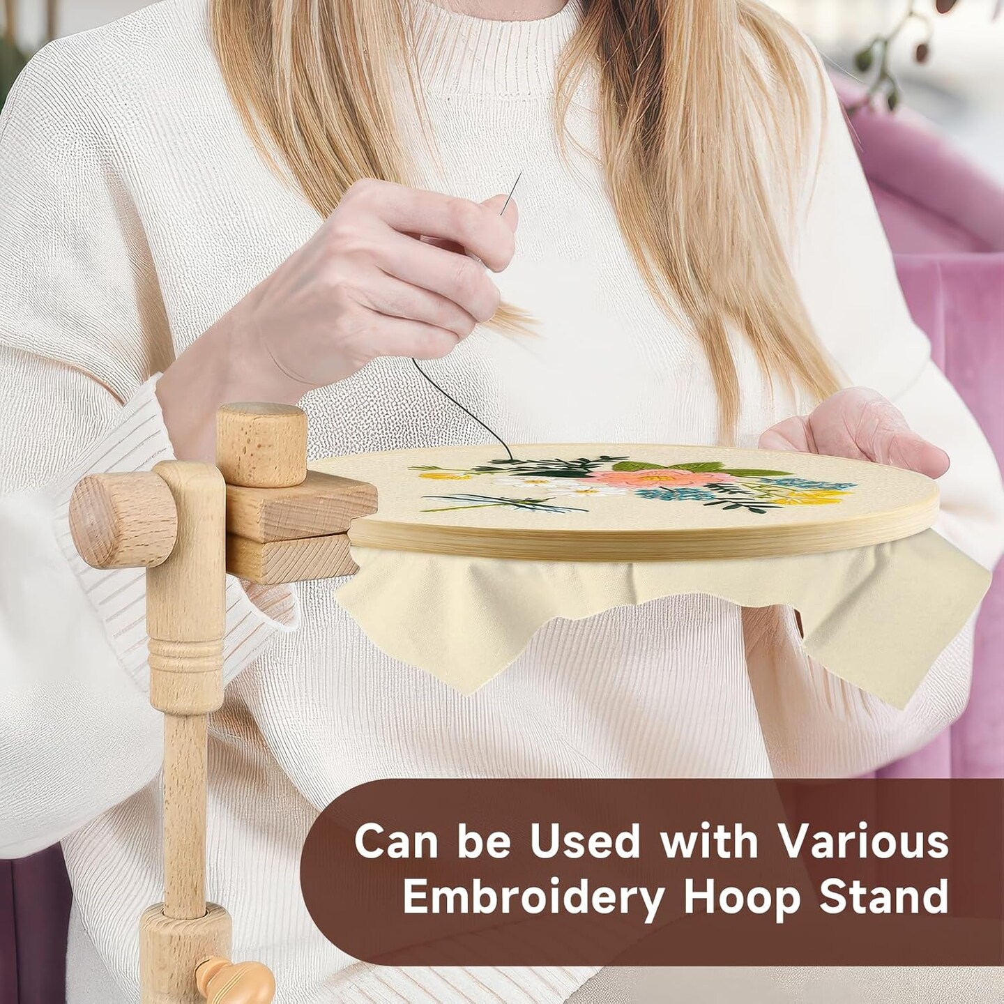 5 Pieces Bamboo Embroidery Hoops,(4”, 6”, 8”, 9”, 10”) Set for Embroidery