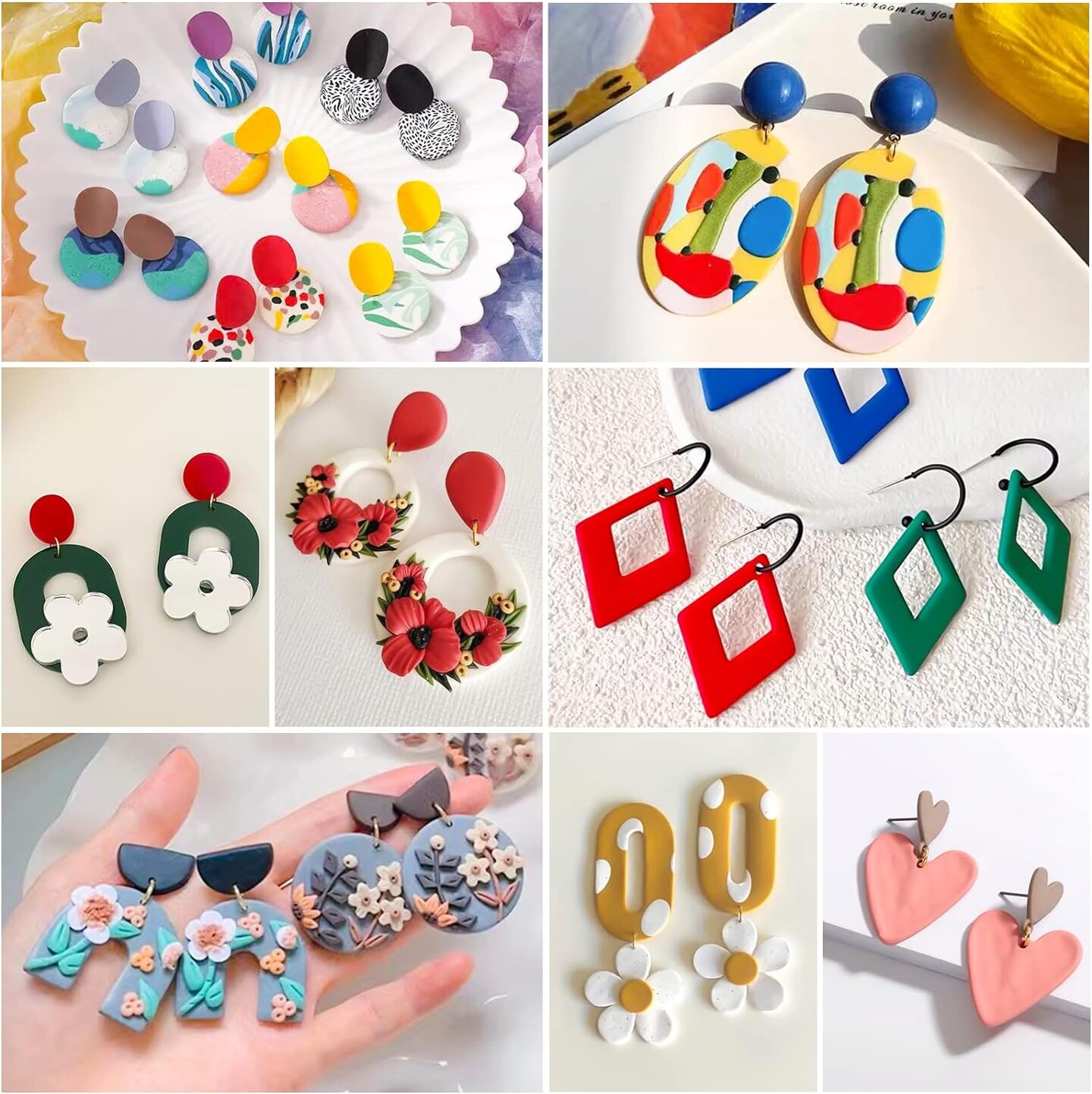 640 PCS Earring Making Tools-24 Color Polymer Clay, 8 Circle Cutters