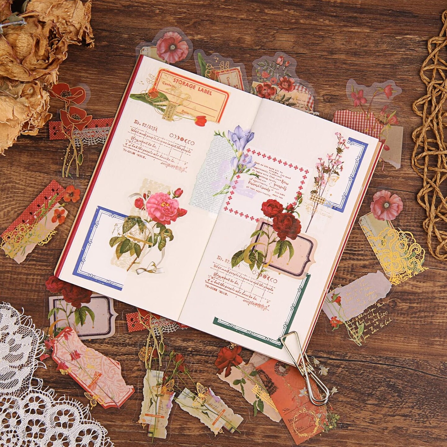 180 Pieces - Gold Foil Floral Stickers