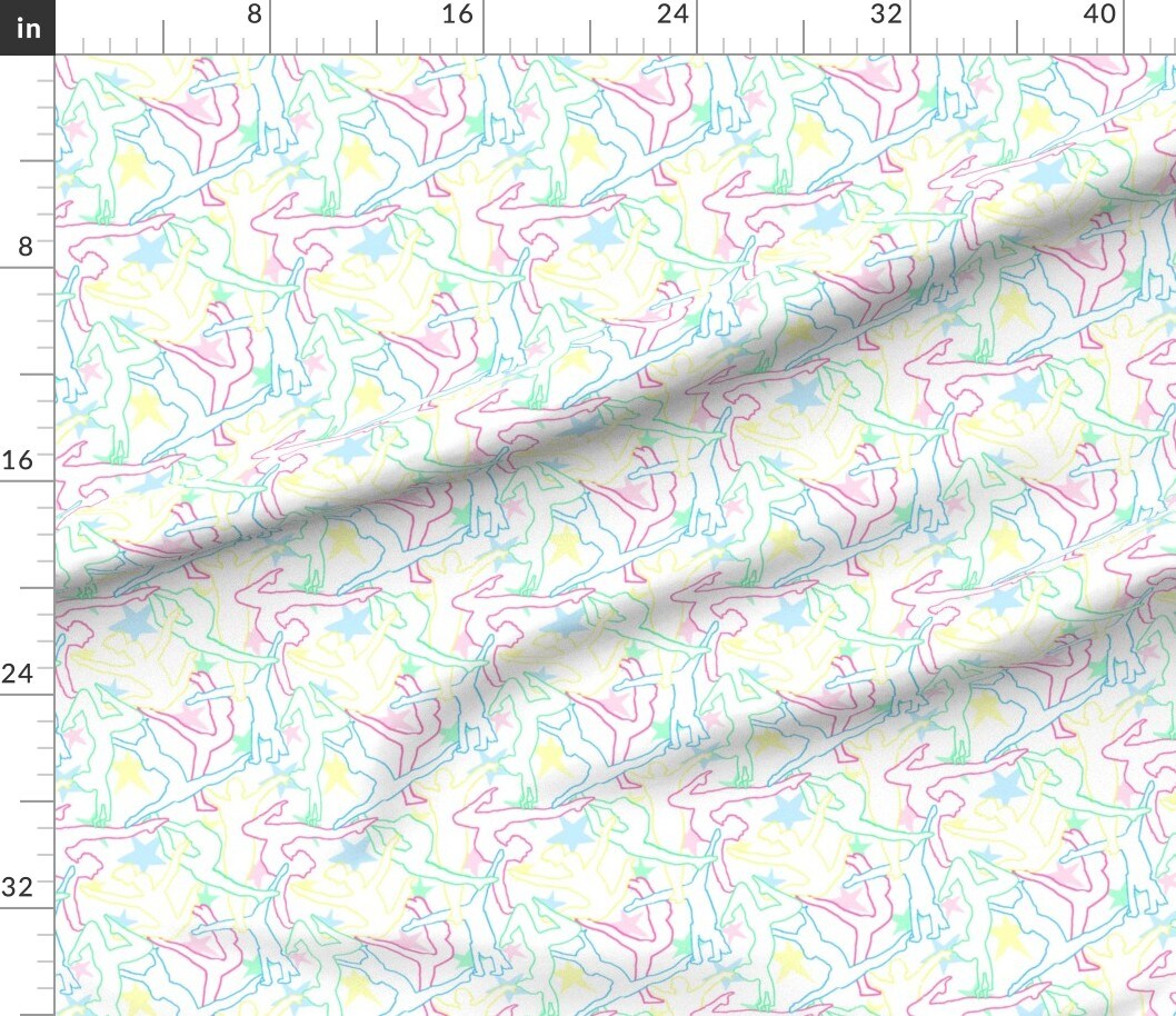 Various Fabrics by the Yard or Fat Quarter Sports Games Gymnastics Gymnast Star Custom Printed Fabric by Spoonflower