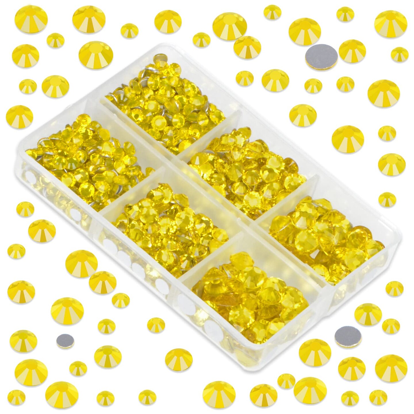 6000 Pieces Citrine Non Hotfix Rhinestones 6 Sizes Round Crystal