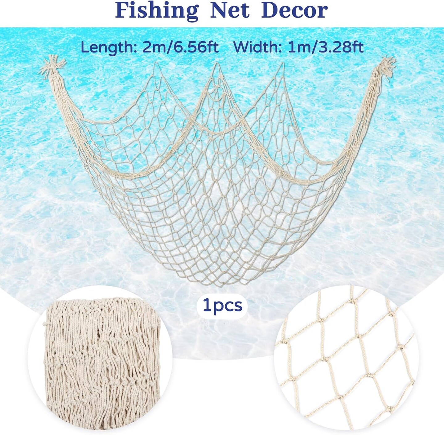 Natural Fish Net with Fringe Curtain and Bubble Garlands