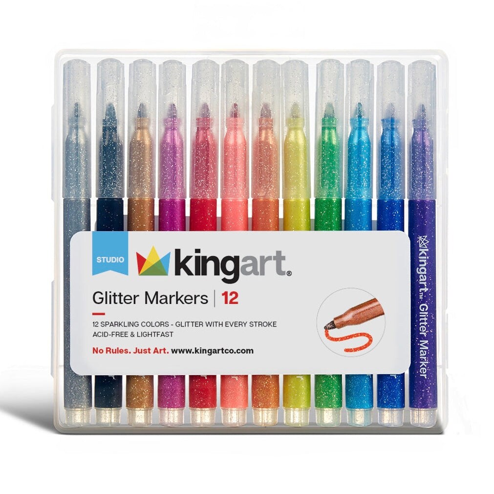 KINGART® Glitter Markers 12 Colors