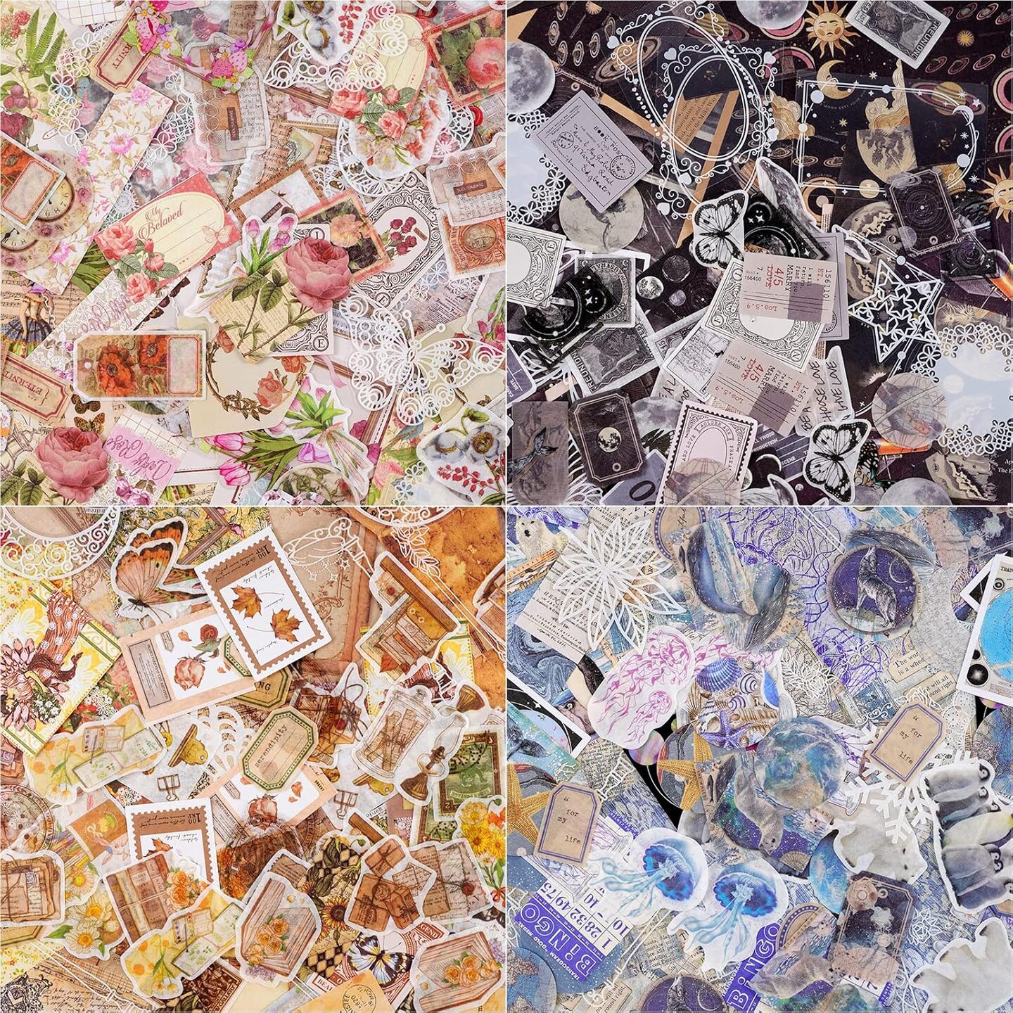400 Pieces Vintage Scrapbook Stickers - Retro