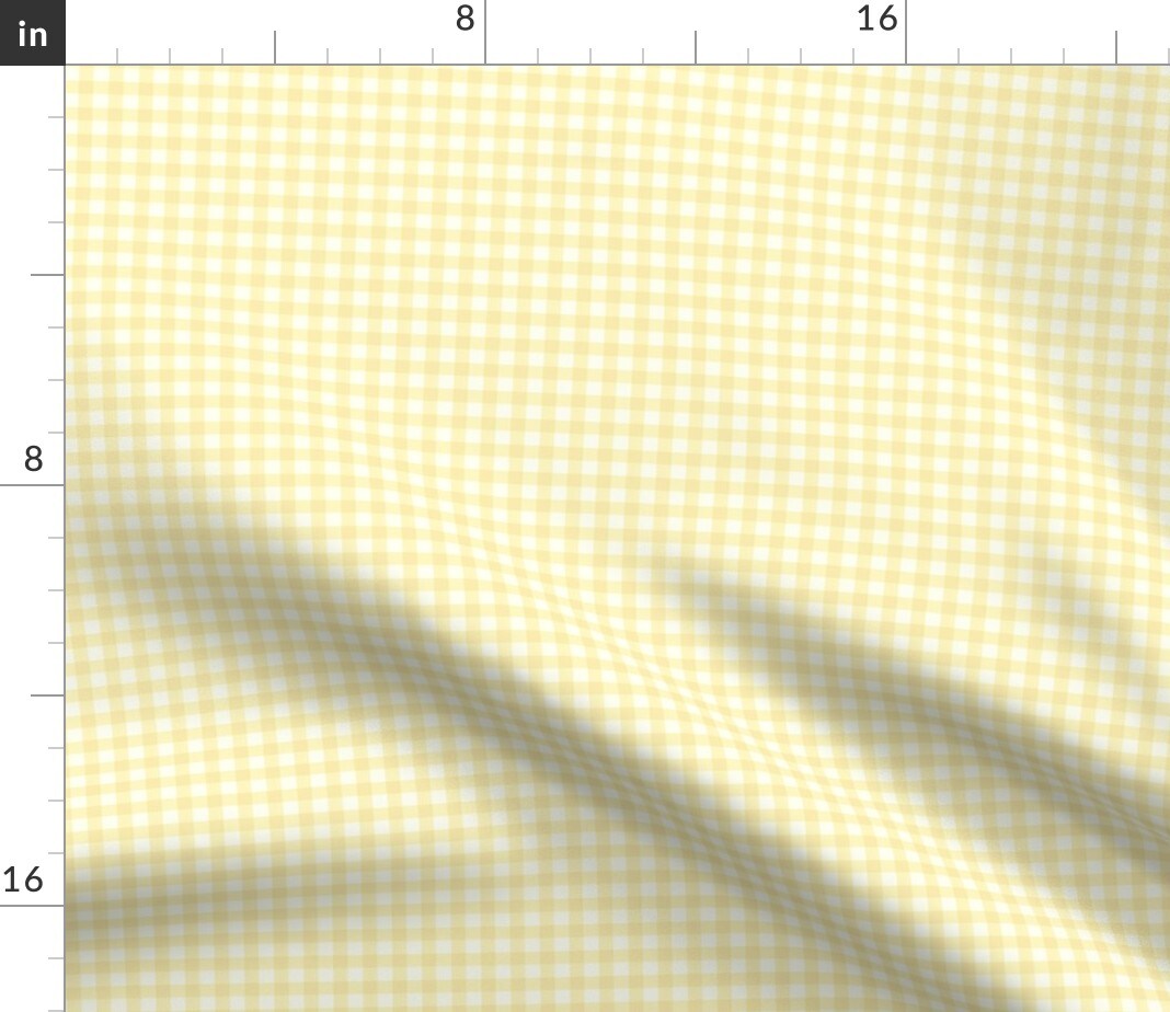 Pale Sunshine Gingham Yellow Lemon Check Plaid Custom Printed Fabric by Spoonflower Various Fabrics by the Yard or Fat Quarter