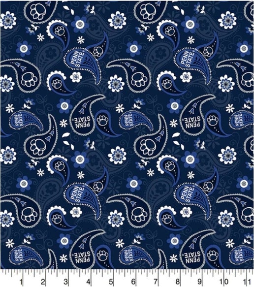Licensed NCAA Penn State University Paisley PS-1200 Cotton Fabric by the Yard