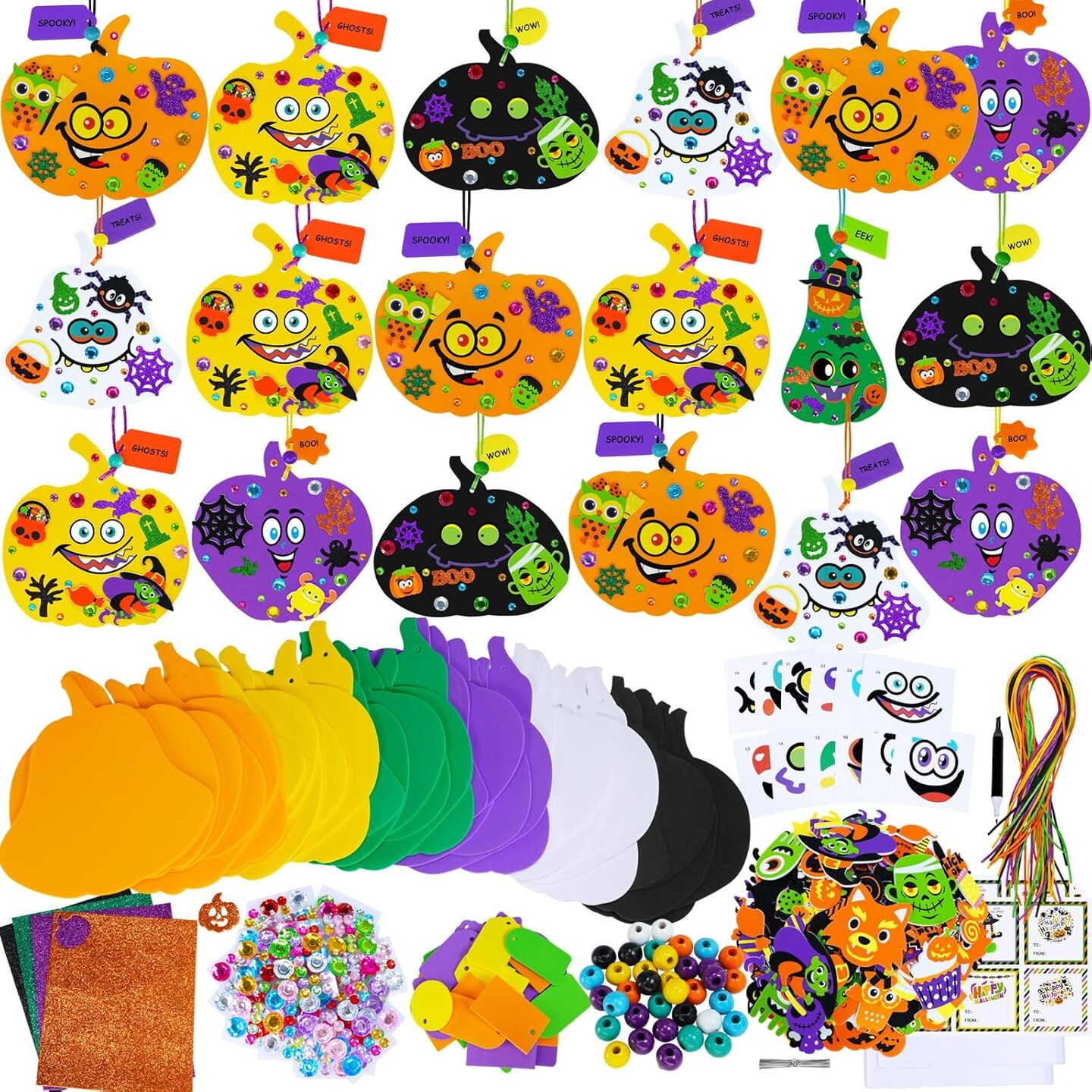 36 Sets Halloween Pumpkin Decorations DIY Foam Halloween Craft Kits