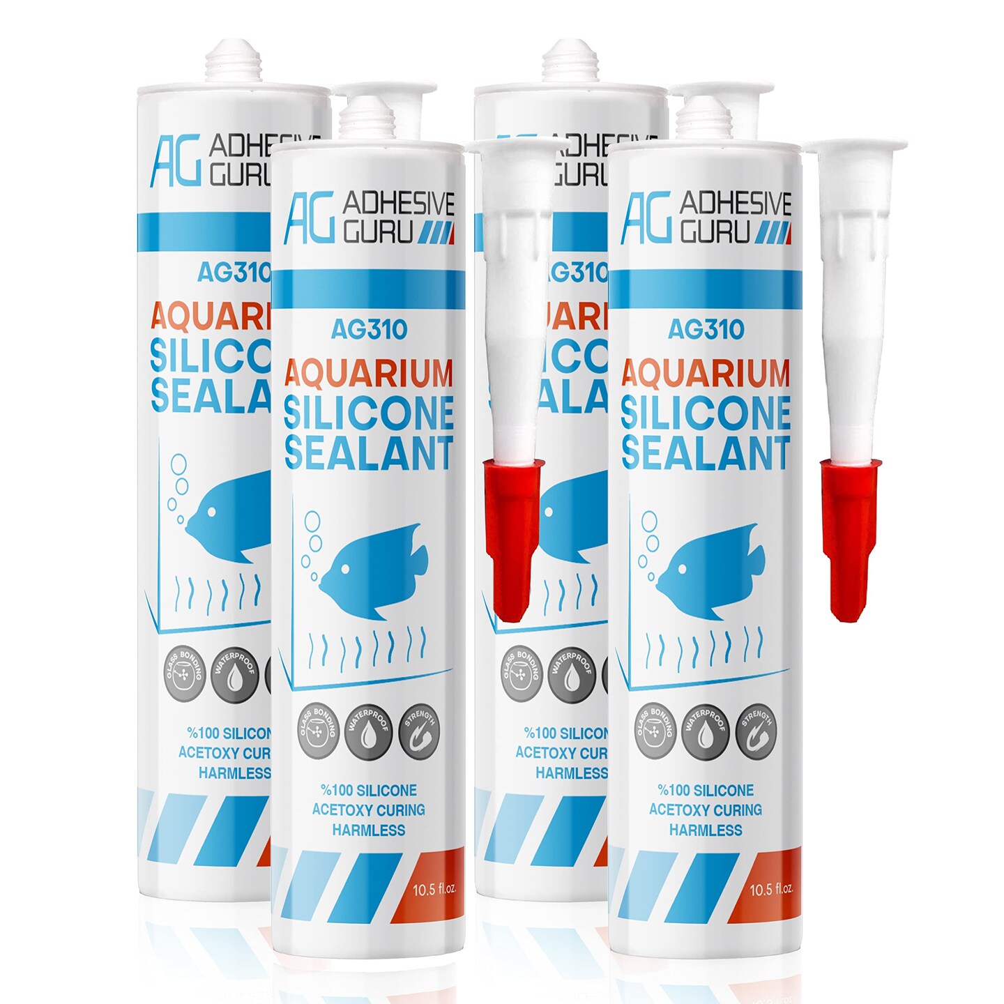 ADHESIVE GURU AG310 Clear Silicone Sealant for Aquariums – Fish-Safe, 100% Waterproof Bond