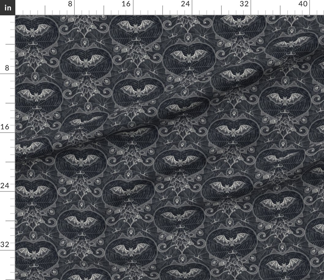 Various Fabrics by the Yard or Fat Quarter Spiderweb Damask Halloween Cobwebs Gothic Spooky Autumn Fall Custom Printed Fabric by Spoonflower
