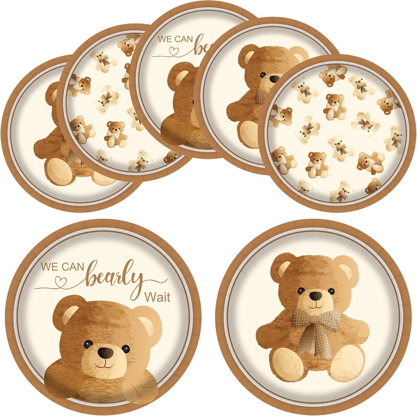 48Pcs Baby Shower Teddy Bear Paper Plates