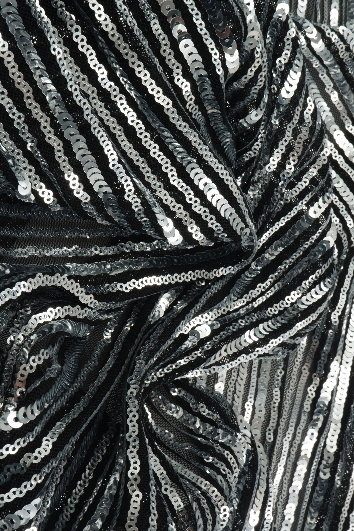 1 Yard Black & Silver Embroidered Knit Fabric Stretch Polyester Blend 50/57 Inches Wide