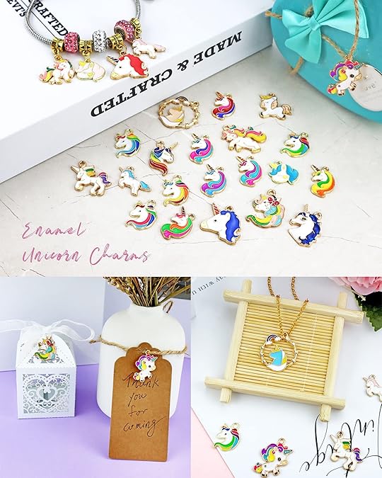 32 Pcs Gold Plated Enamel Unicorn Charms