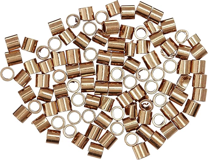 The Beadsmith Tube Crimp Beads, Gold Color, Uniform Cylindrical Shape, No Sharp Edges, Designed to Secure the Ends of Jewelry Stringing Wires and Cables