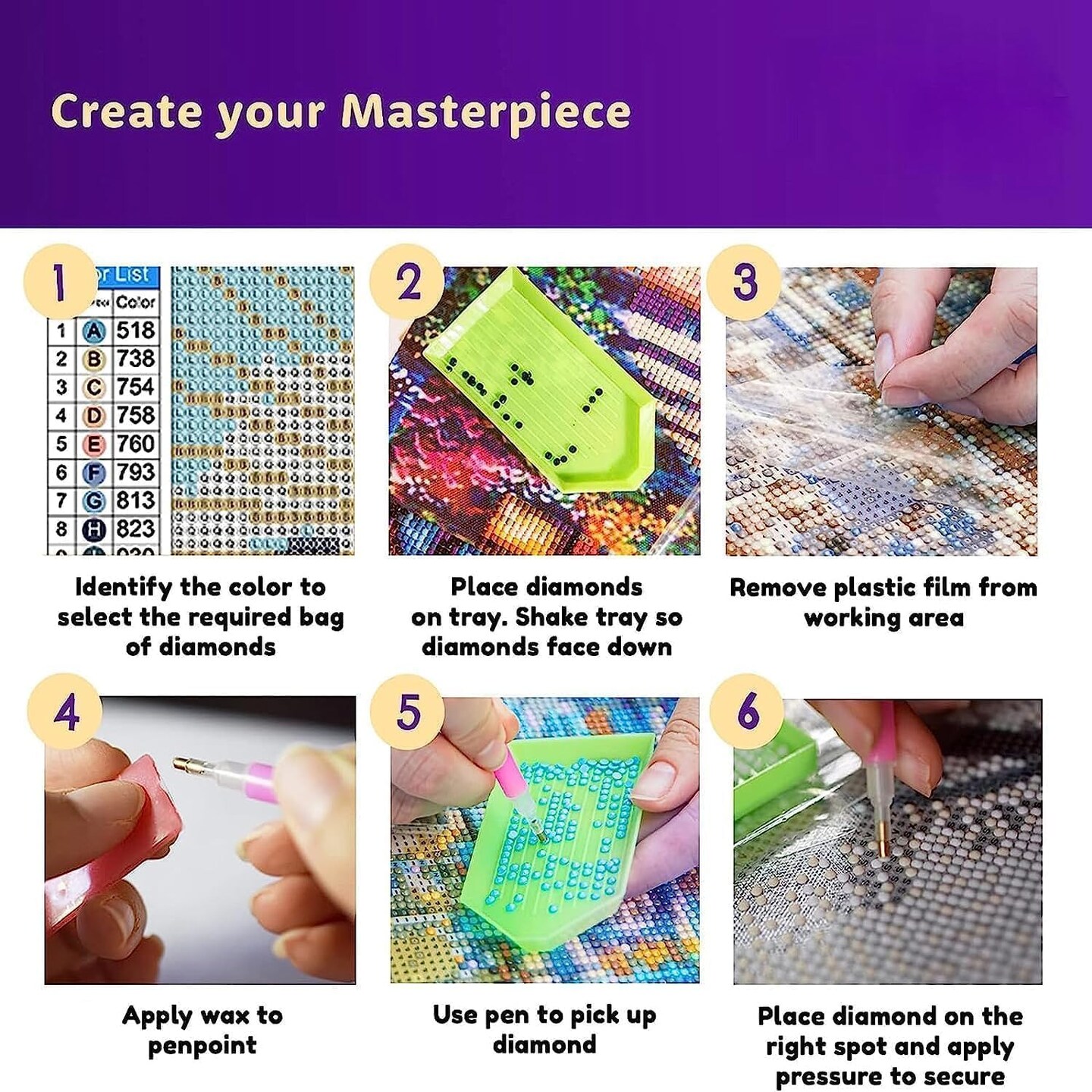 6 Pack Diamond Painting for Adults 5D Diamond Painting Kit