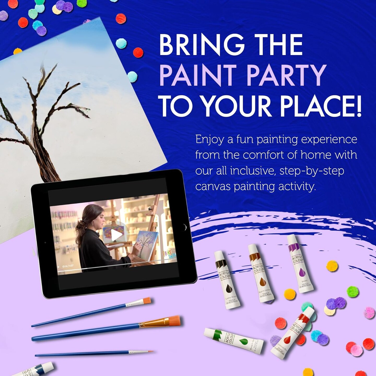 Painting Kit for Adults, Teens & Kids - , Dates - 2 Canvas