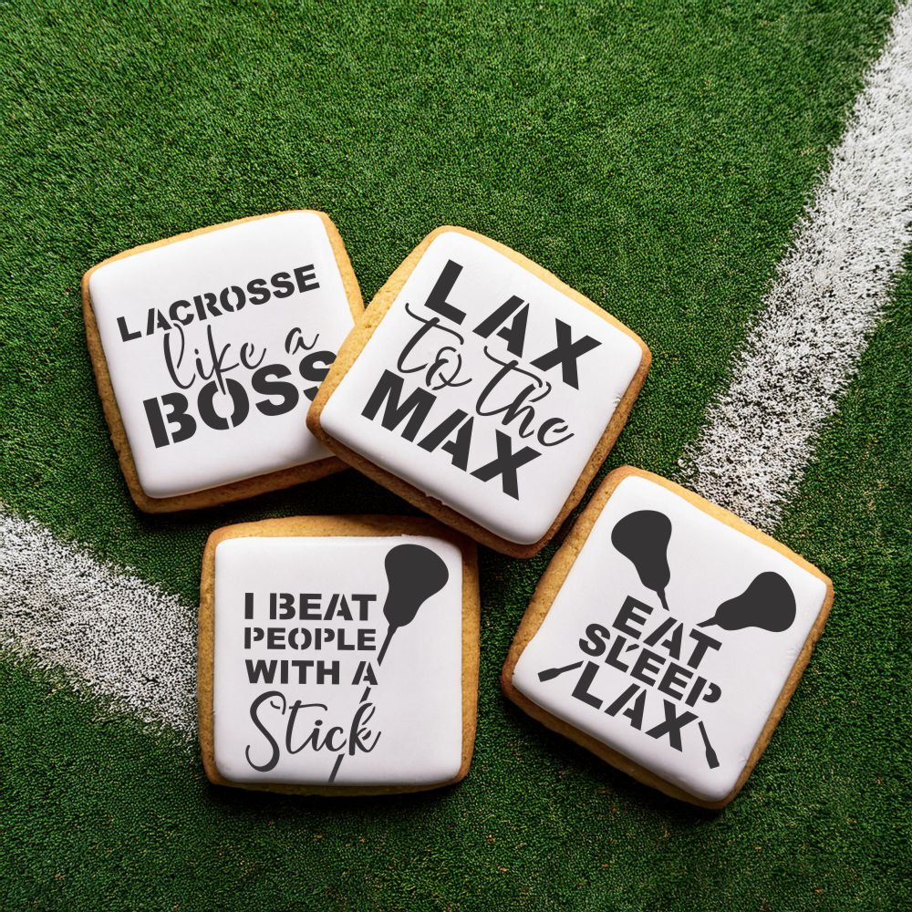 Lacrosse Messages Cookie Stencil Set | Sports Cookie Stencil | DIY Stencil | Craft Stencil | Confection Couture |