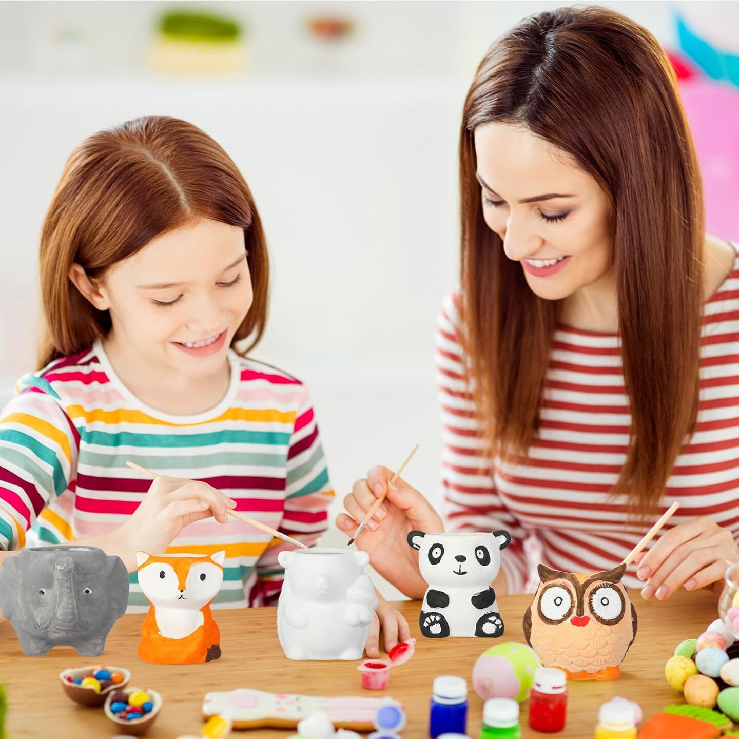 12 Sets DIY Ceramic Animal Succulent Pots Painting Kit