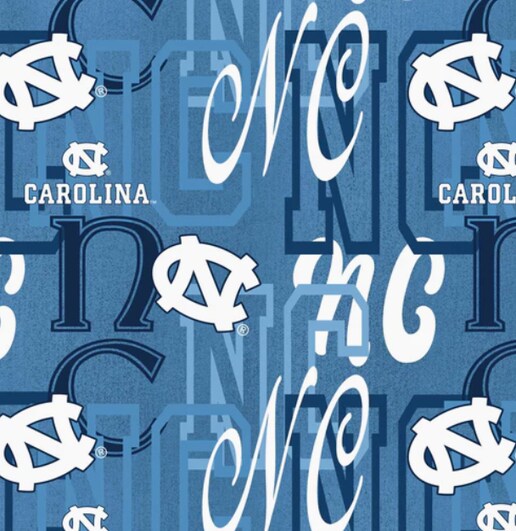 Licensed NCAA University of North Carolina Letters Cotton Fabric by the Yard