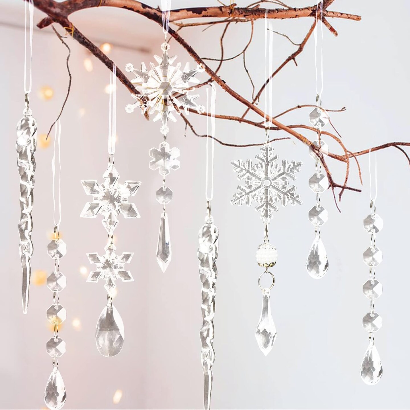 18pcs Christmas Tree Decoration Crystal Ornaments - Clear