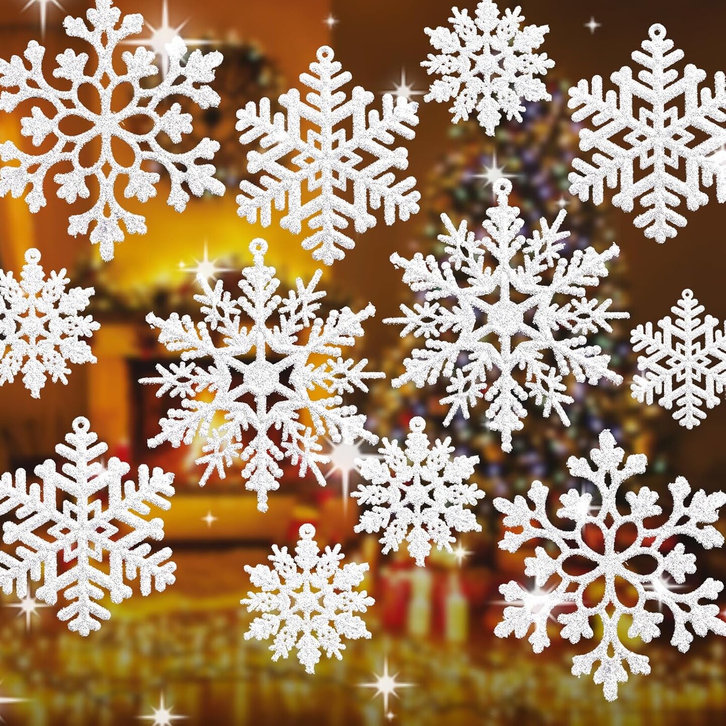 36pcs Christmas Snowflakes Ornaments - Silver Snowflakes