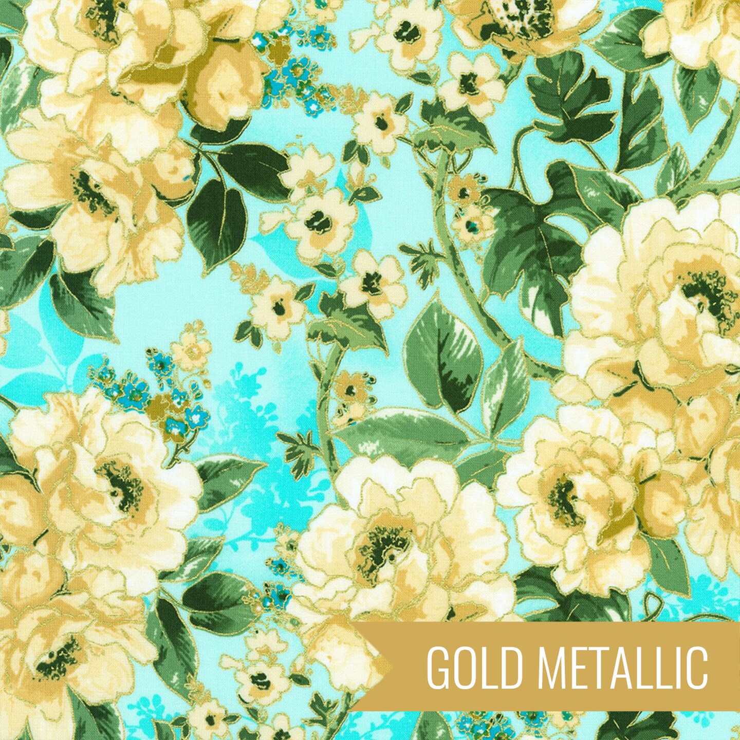 Decadent Garden in Aqua (srkm-22540-70) | Decadent Garden | Robert Kaufman