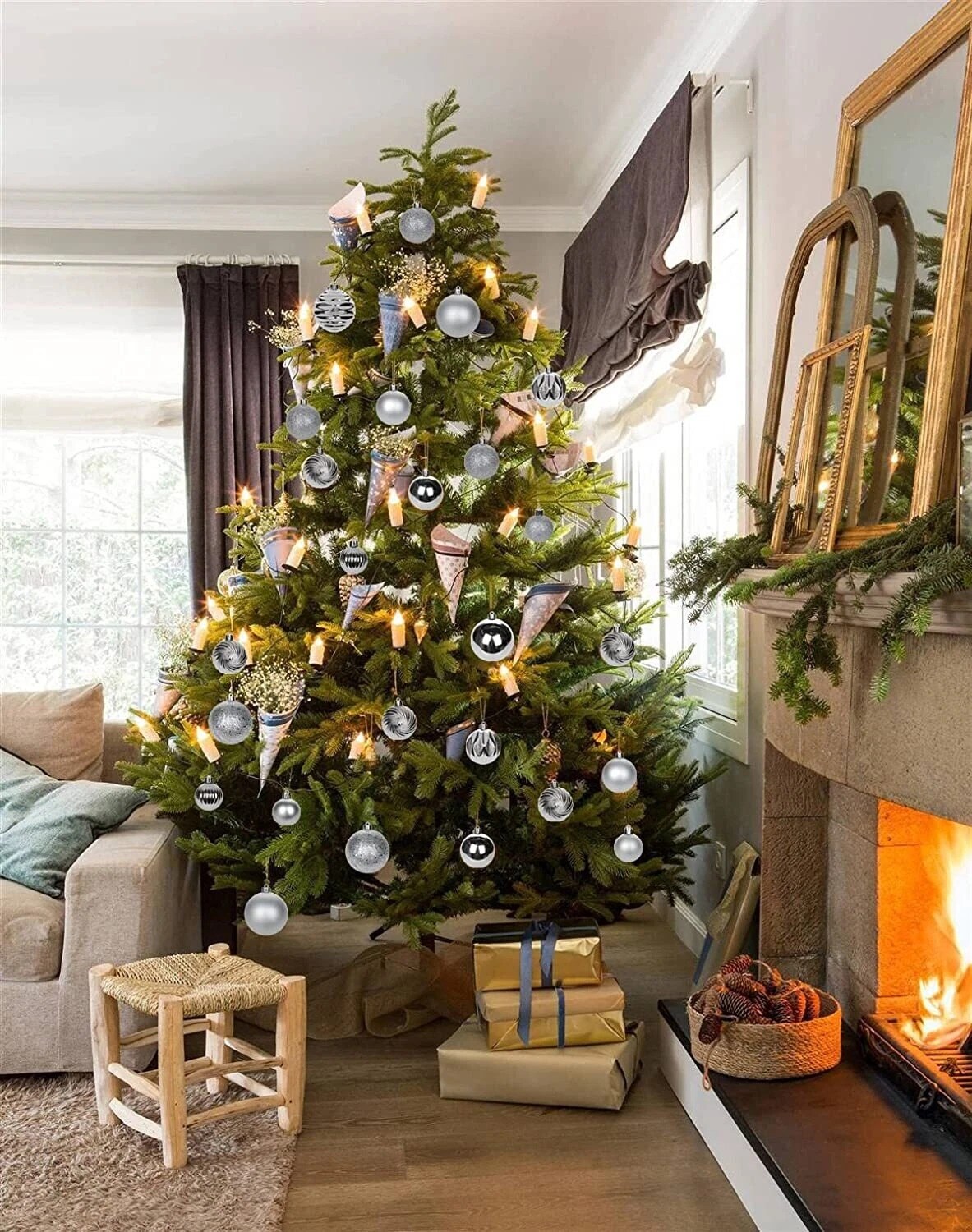 36/72 Pcs Christmas Glitter Ball Ornaments Tree Hanging Decor