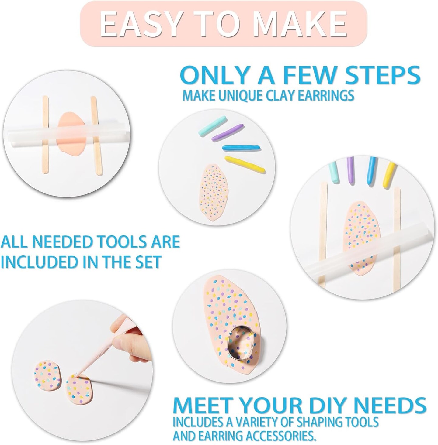 183 PCS Polymer Clay Earring Making Kit for Art Crafts -12+ DIY Polymer Clay