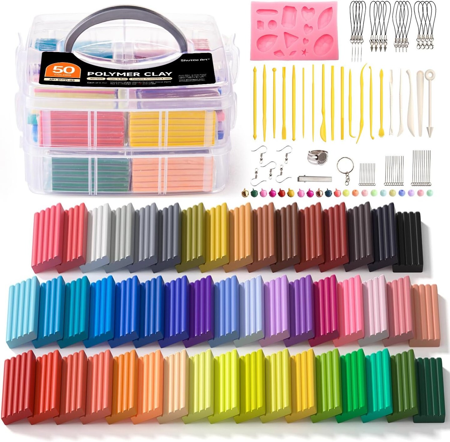 50 Colors, Soft Oven Clay Kit, 19 Carving Tools and 10 Kinds of Accessories