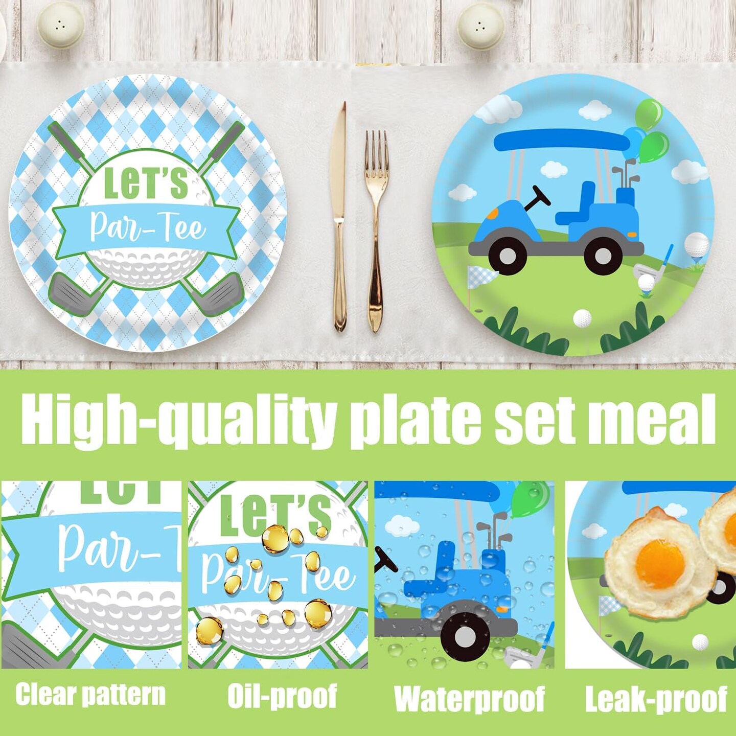 Golf Theme Party Paper Plates Let&#x27;s Par-Tee Golf Party Decorations