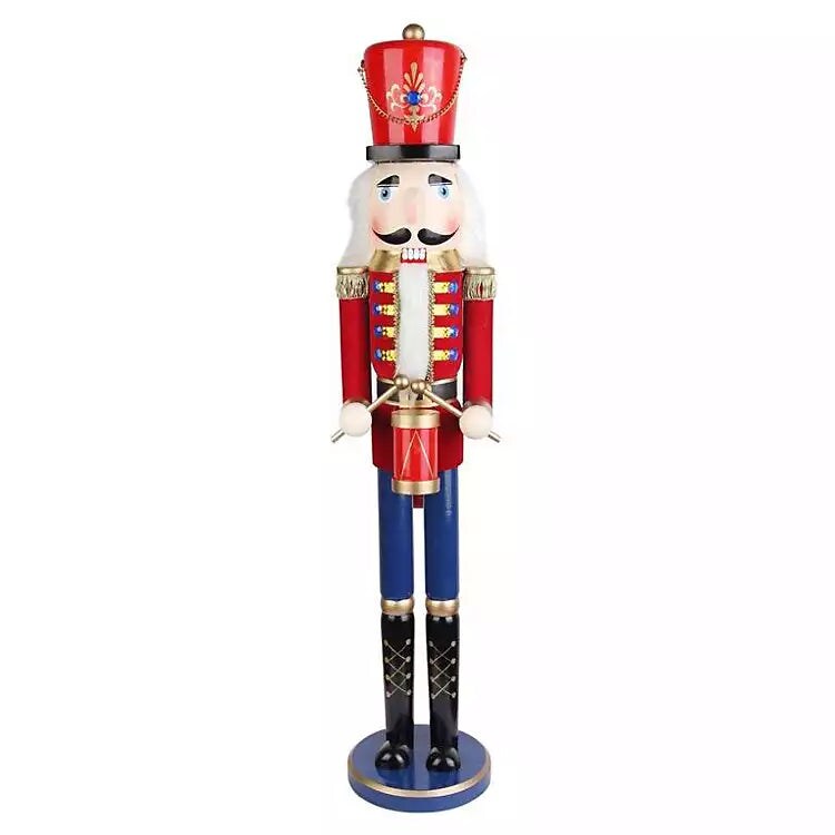 36.5&#x22;H-Red &#x26; Blue Nutcracker Drummer &#x2013; Classic Christmas Decoration