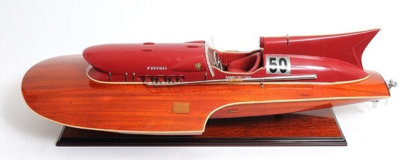 10 Wood Brown Ferrari Hydroplane Large Boat Hand Painted Decorative Boat