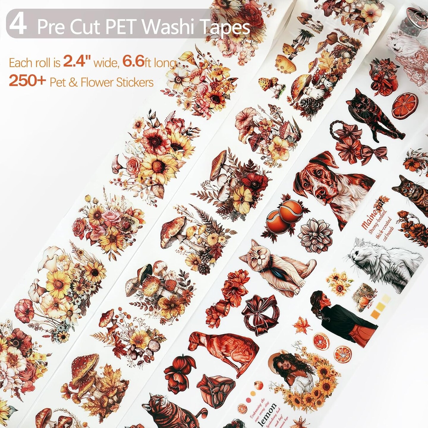Girl Flower Pet Stickers - Washi Tape Set