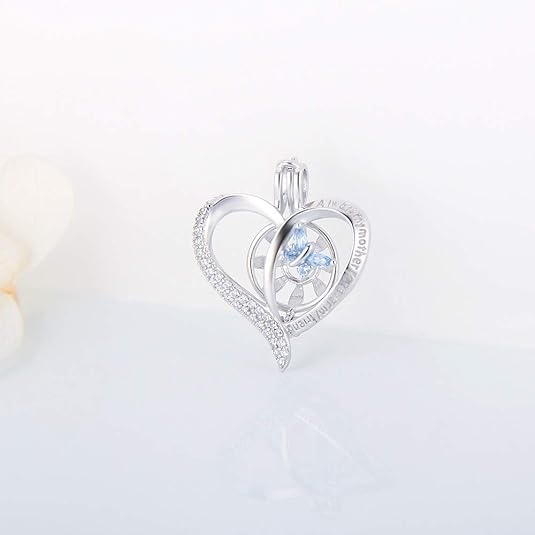 Butterfly Heart Cage Pendants for Pearl Jewelry Making Sterling Silver