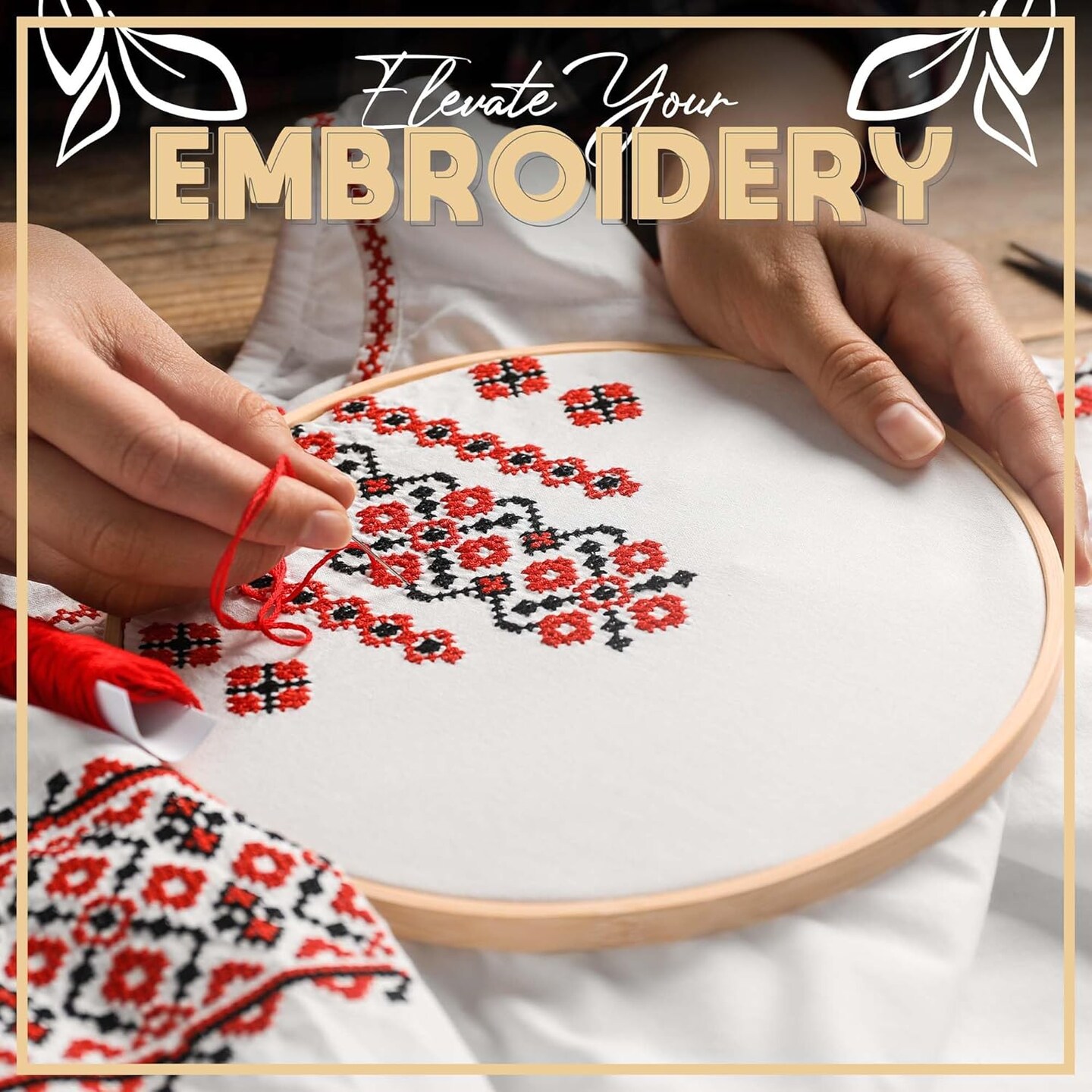 Embroidery Hoops 3 Pack Set: Premium Bamboo Wood Rings,Sizes 5 -10 Inch Diameter, (7")