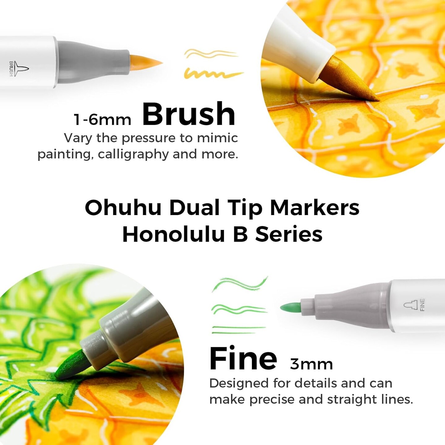 Ohuhu 216-Color Alcohol Markers - Honolulu/ Honolulu B Series