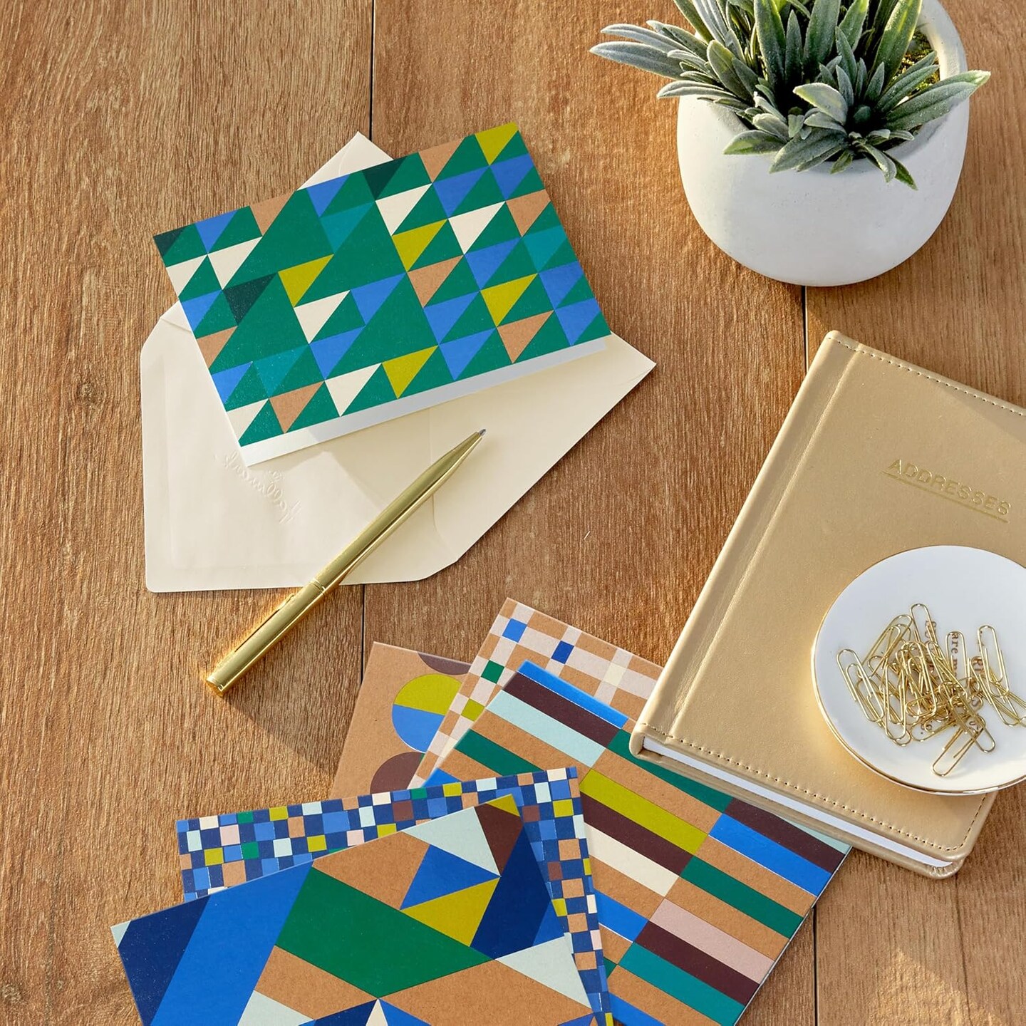 Geometric Note Card Assortment (24 Blank Cards with Envelopes)