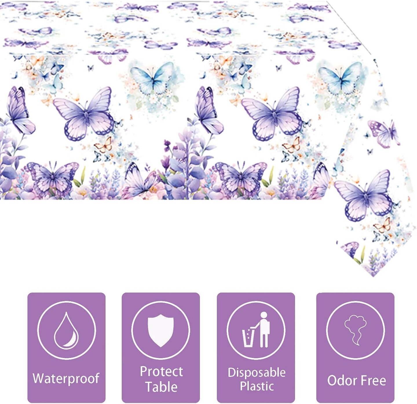 4 Pcs Butterfly Birthday Purple Butterfly Table Covers