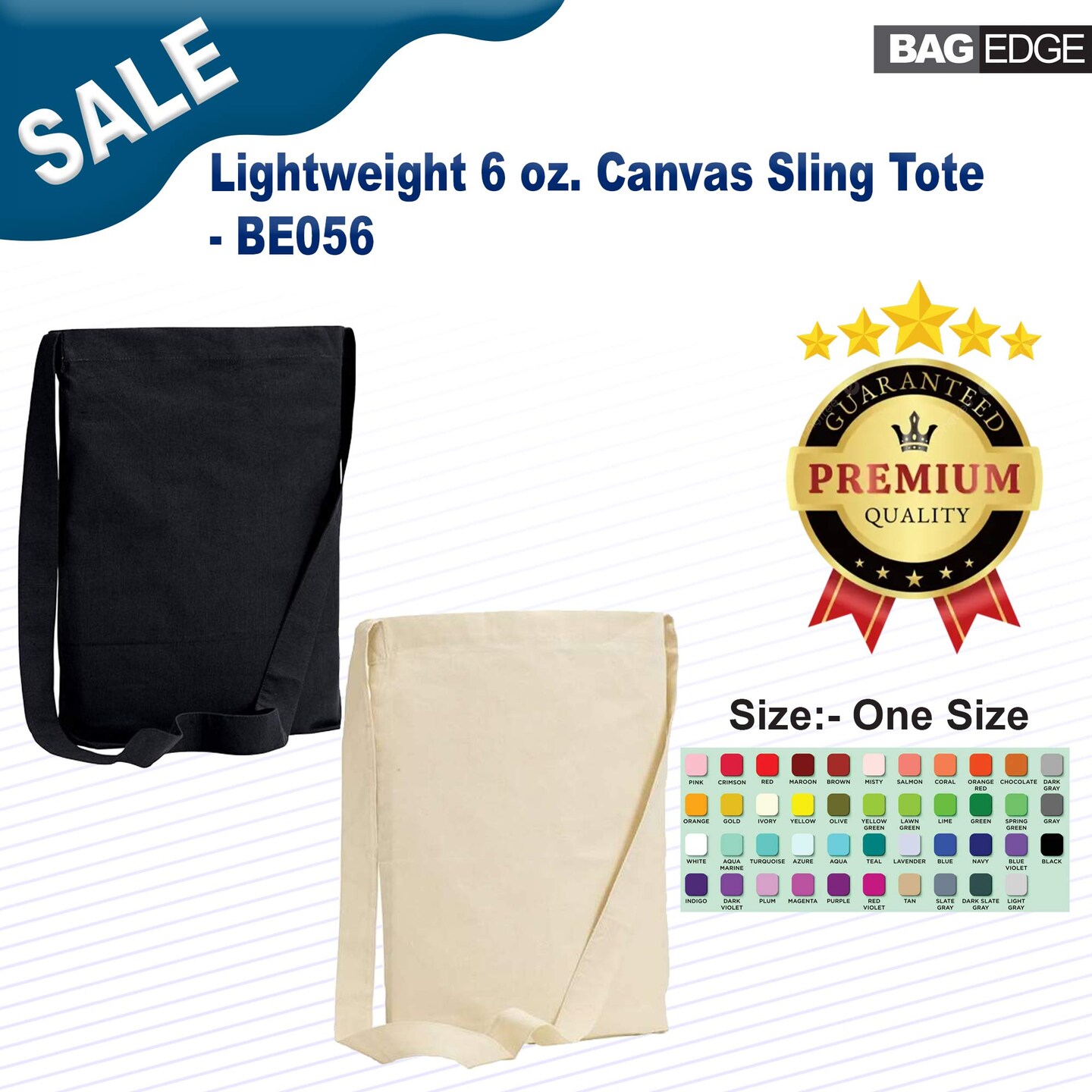 BAGedge&#xAE; Lightweight 6 Oz Canvas Sling Tote