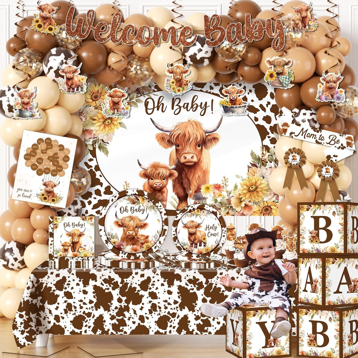 Highland Cow Baby Shower Decorations