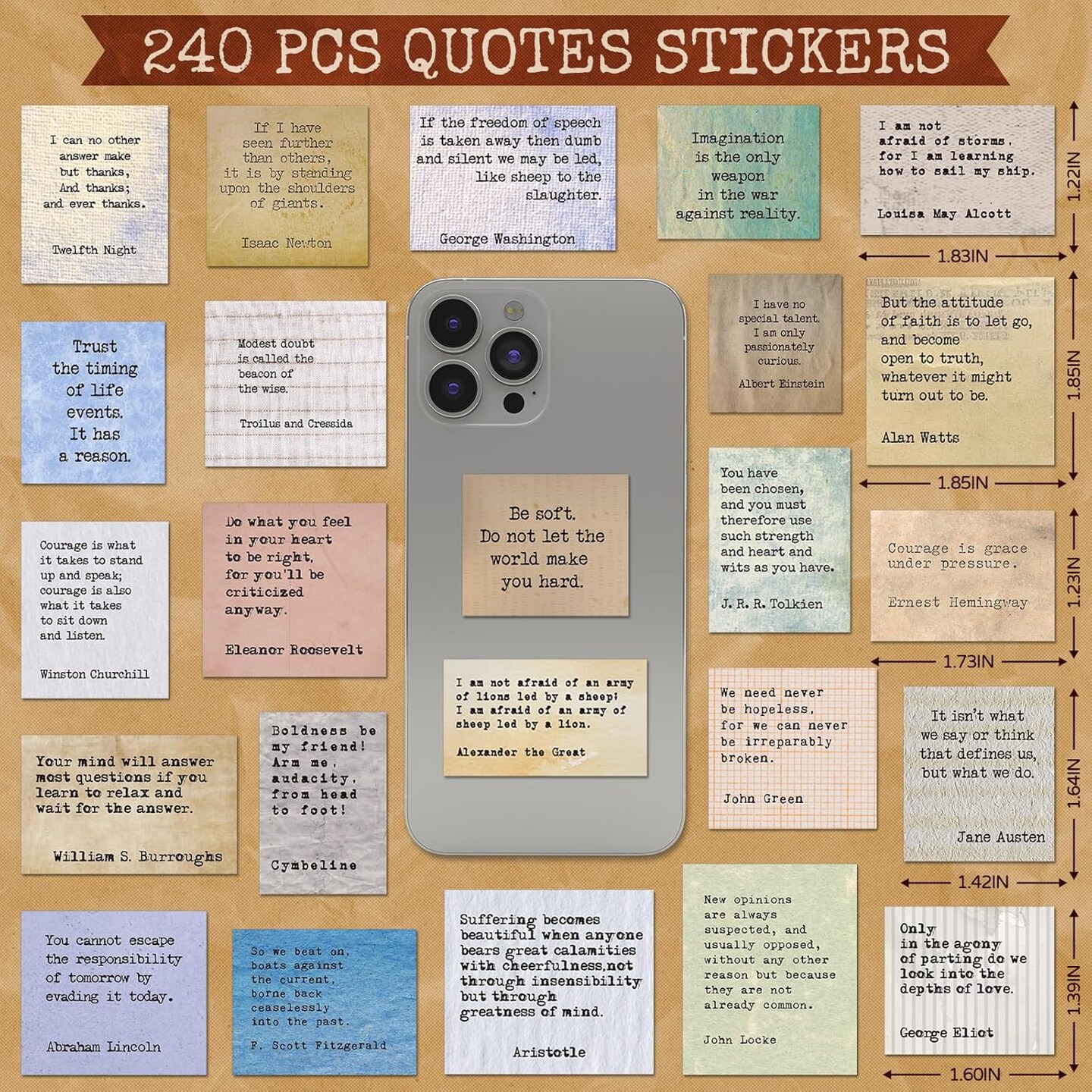 240 Pcs Vintage Typewriter Style Stickers for Scrapbooking (Colorful) 6.11 x 5.32 x 0.51 inches