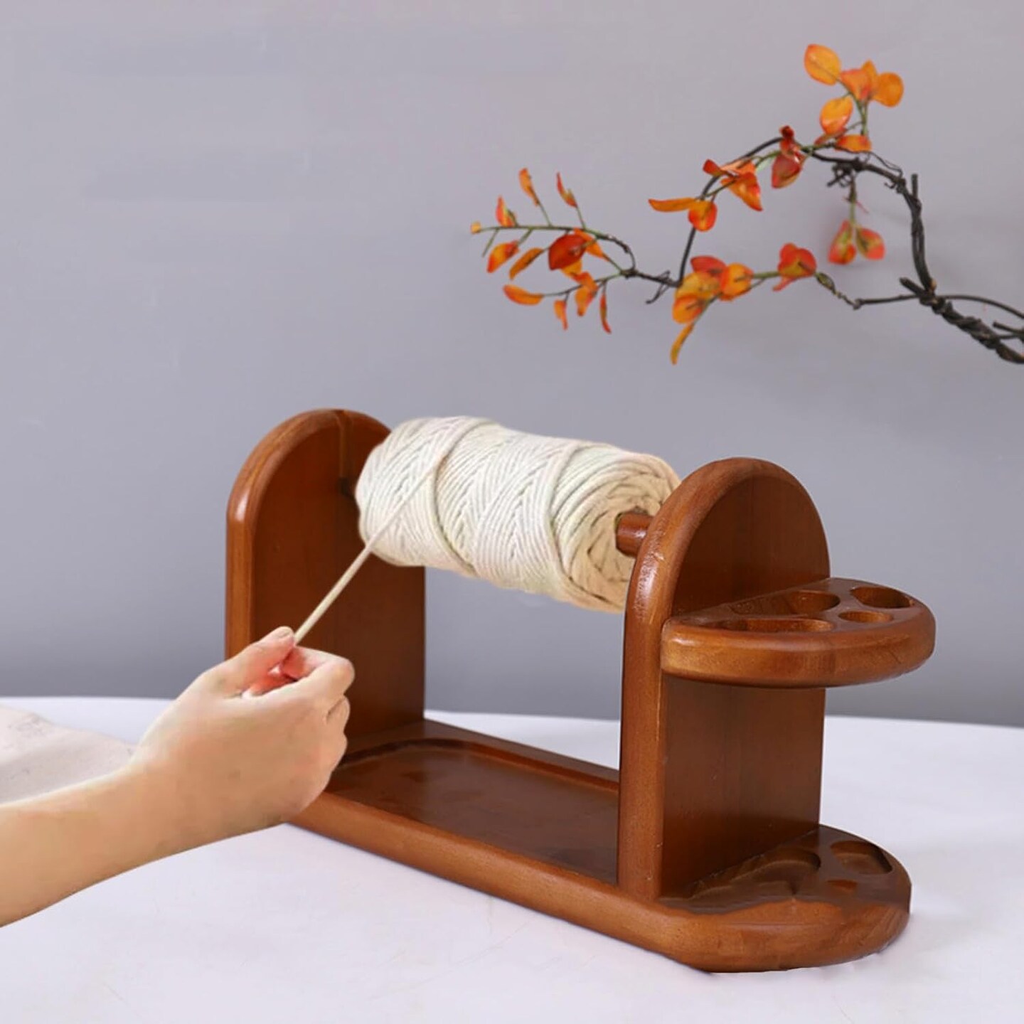 Wooden Yarn Holder Dispenser for Crocheting