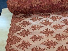 1 Yard Bridal Lace with Sequins Mesh Fabric Corded Flower Pattern 100% Polyester 50/51 Inches width