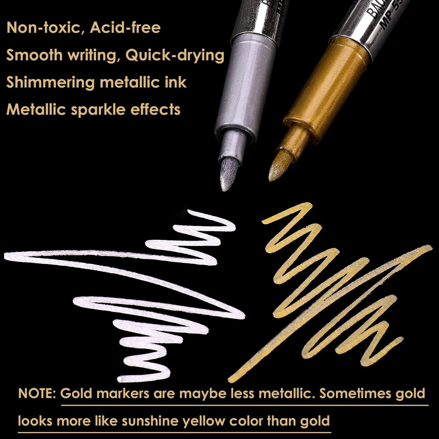 Metallic Markers Pens - Silver and Gold Paint Pens for Black Paper