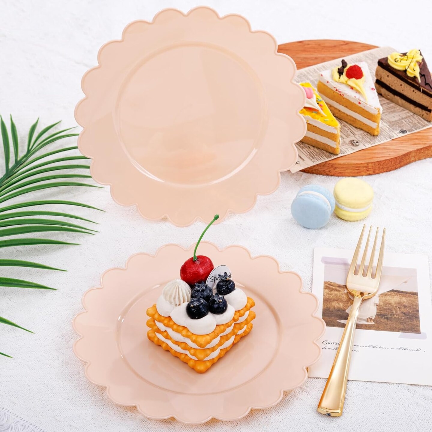 72-Count Pink Plastic Plates Disposable