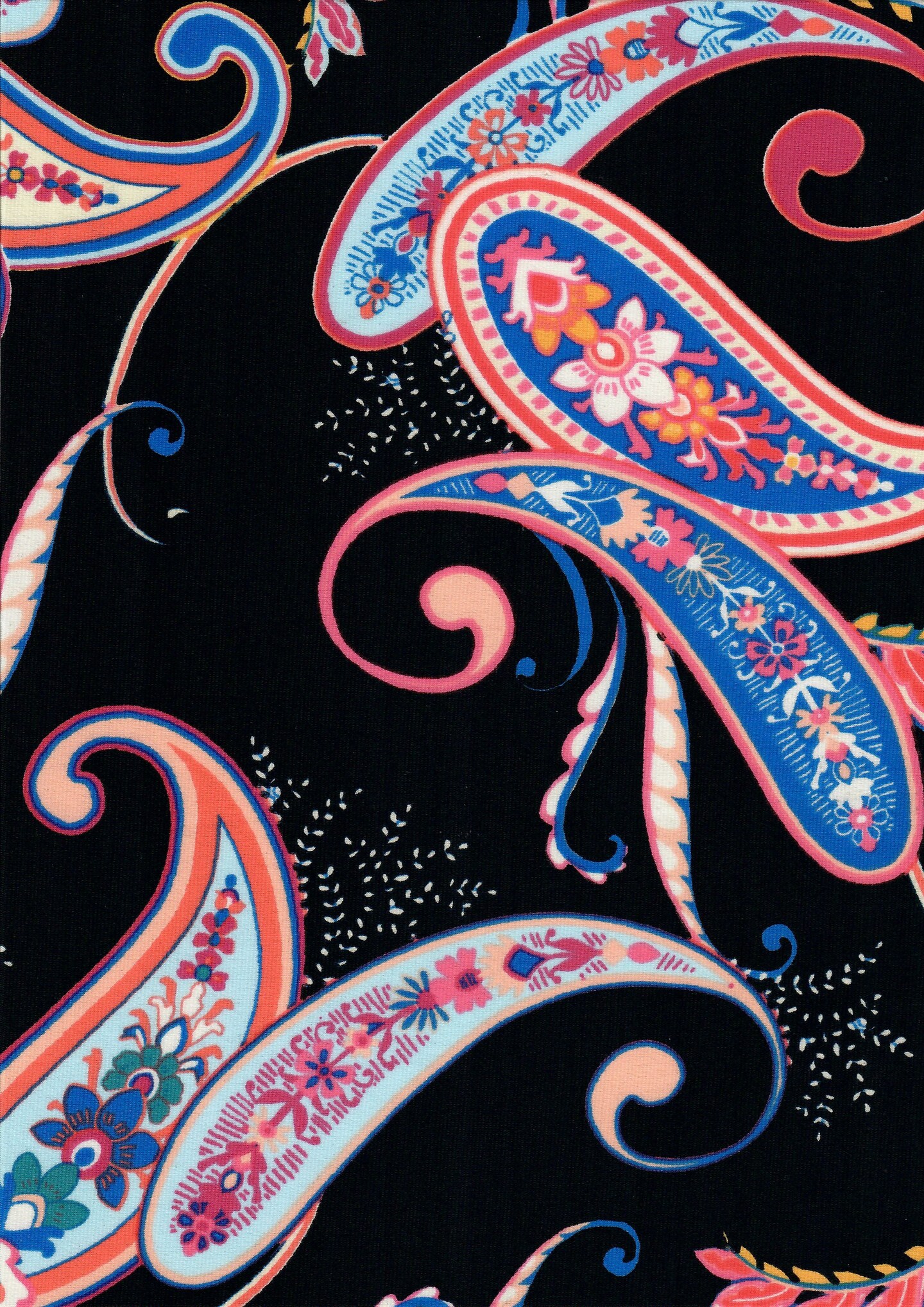 1 Yard Korean ITY Paisley Print Knit Fabric Polyester Spandex Blend 58/60″ Wide